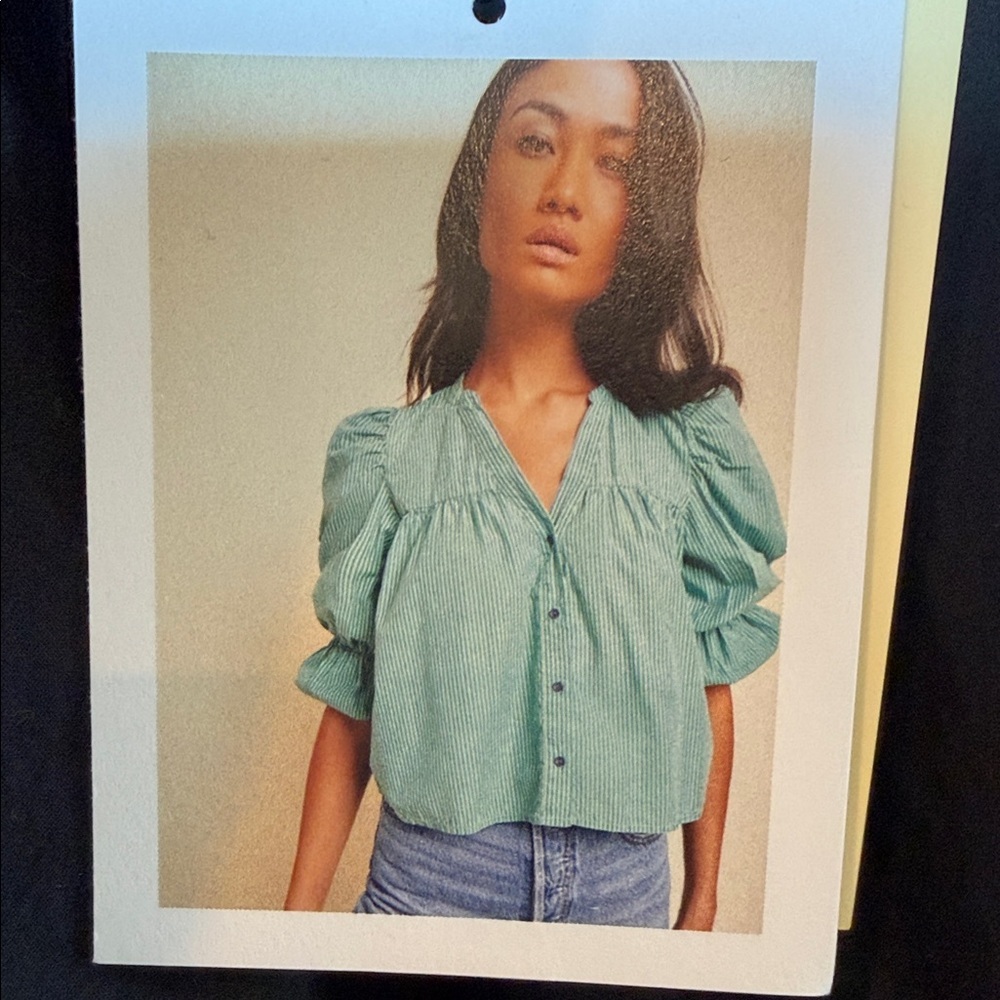Nation LTD Geneva Blouse in Black Button-Front Pima Cotton - Picture 5 of 6